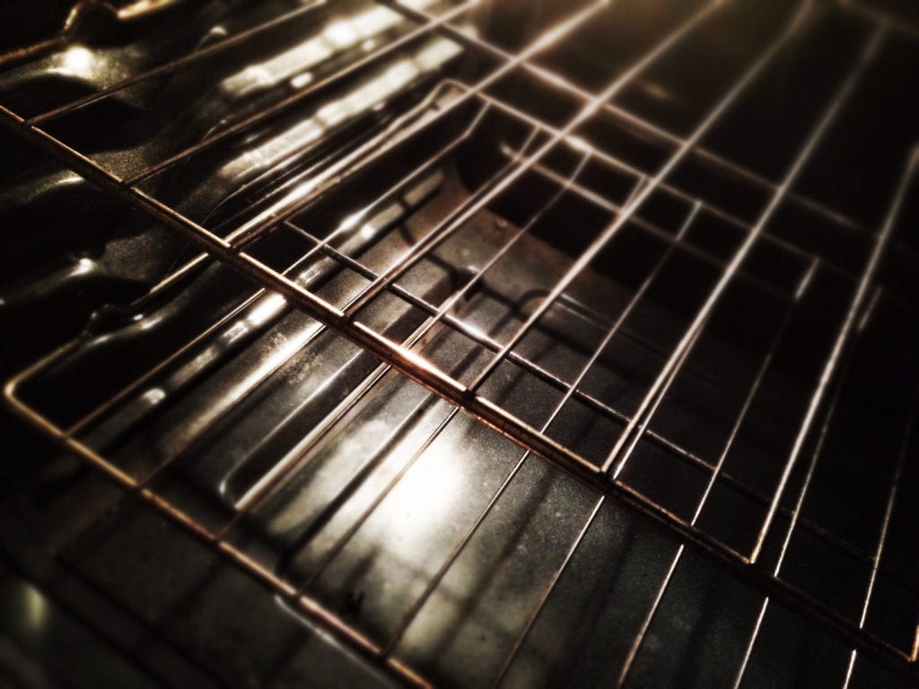 clean oven racks and bottom