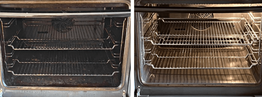 Dual compartment oven cleaning
